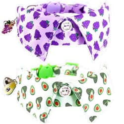 Lamphyface 2 Pack/Set Cat Collar Breakaway with Cute Bow Tie and Bell Fruits for Kitty Kitten Adjustable Safety