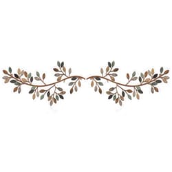 Hotop 2 Pieces Metal Tree Leaf Wall Decor Vine Olive Branch Leaf Wall Art Wrought Iron Scroll Sculptures Above the Bed, Living Room, Outdoor Decoration (Classic Color,Classic Style)