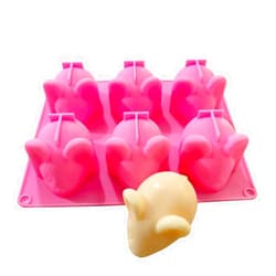 SYW 6 Cavity Mouse Cartoon Animal Silicone Fondant Molds Handmade Soap Candle Mold Tray Pan Mousse Pudding Chocolate Cookie Sugar Craft Ice Mould DIY Cup Cake Decorating Baking Tools