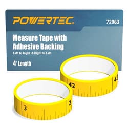 POWERTEC 72063 2 Pack 4' Measure Tape with Adhesive Backing, Left to Right and Right to Left, 1 of Each