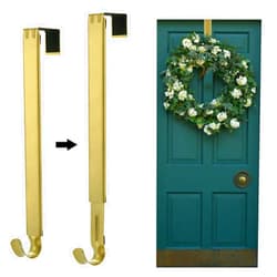 Kederwa Wreath Hangers for Front Door, Adjustable Wreath Hangers Extends from 15inch to 24inch, Front Door Wreath Hanger Hooks Door Holder for Christmas Wreath Decorations(Gold)