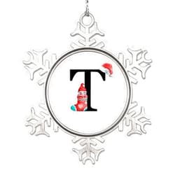Godblessign Monogram Snowflake Ornaments Initial Letter T Christmas Decorations for Tree Santa Claus Gnomes Metal Personalized Christmas Ornaments 2022 Novelty Keepsake Gifts for Friend Women Wedding Anniversary