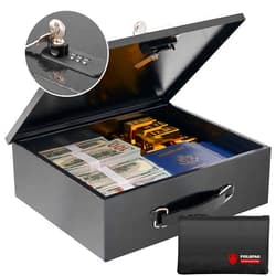 Polspag Fireproof Document Box with Combination Lock,Fireproof Money Bag Included-Secure Storage for Valuables, Documents,Fire Resistance Safety Chest,Fire Safe Box,Fireproof Box for Home Travel Business Use