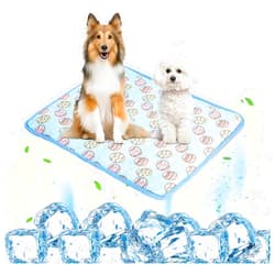YXE Summer Cooler Mat Blanket Pet Cooler Mat for Cats and Dogs, Material Safe, Easy to Carry, Easy to Clean, Washable Cooler Mat for Cats and Dogs (M, Blue, 27.5 * 20.5) (Large)