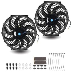 FSBCGT 2PCS 12 Inch Universal Slim Fan Push Pull Electric Radiator Cooling 12V 80W Mount Kit Black