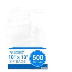 Spartan Industrial - 10” X 13” (500 Count) 2 Mil Clear Reclosable Zip Plastic Poly Bags with Resealable Lock Seal Zipper