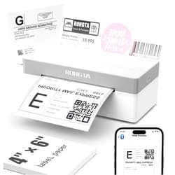 Rongta Shipping Thermal Label Printer, Bluetooth 4x6 Sticker Label Maker Wireless Shipping Label Printer for Package Small Business Compatible with Windows macOS Android iOS (White)