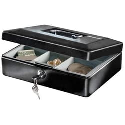 SentrySafe Black Metal Box, Locking Cash Box With Removable Money Tray, Money Holder for Cash, Locks with a Key, Small, CB-10