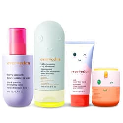 Evereden Kids Haircare & Skincare Set: Detangler Spray | Cloud Face Wash & SPF 20 Mineral Face Cream | After Swim Shampoo | Clean, Vegan, Non-Toxic Hair & Skin Care for Kids 3+