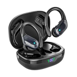 Catitru Wireless Earbuds Bluetooth Headphones 80hrs Playback Ear Buds Power Display with Noise Canceling Mic Headsets for Sports/Workout/Running Black