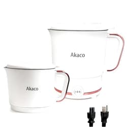 Akaco Travel Electric Kettle 800ml Portable Tea Kettle 304 Stainless Steel Mini Crock Pot Electric Teapot with Auto Shut Off Small Water Boiler White