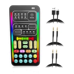 VBESTLIFE Portable Voice Changer, 8 Voice Changes Live Sound Card, Cool LED Lights Sound Board, Voice Disguiser, Modulator for for for One for PC,Phone,Laptops