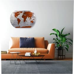 ZIKOUL Metal World Map Wall Art Decor Modern Wall Art Metal Map Painting Wood Iron Large Hanging Wall Decor for Living Room, Bedroom, Office, Dorm