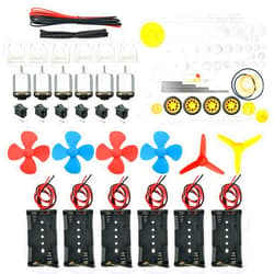 EUDAX 6 set Rectangular Mini Electric 1.5-3V 24000RPM DC Motor with 84 Pcs Plastic Gears,Electronic wire, 2 x AA Battery Holder ,Boat Rocker Switch,Shaft Propeller for DIY Science Projects