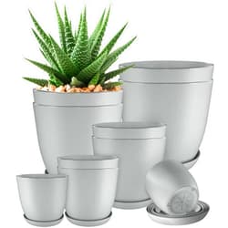Utopia Home - Plant Pots Indoor with Drainage - 7/6.6/6/5.3/4.8 Inches Home Decor Flower Pots for Indoor Planter - Pack of 10 Plastic Planters for Indoor Plants, Cactus, Succulents Pot - Gray