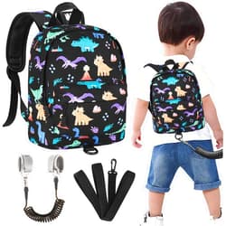 Accmor Toddler Backpack with Leash, Cute Dinosaur Kids Backpack + Anti Lost Wrist Link, Mini Child Backpack Leash Baby Walking Harness for Outdoor Travel, Adorable Backpack Tether for Boys Age 1-3