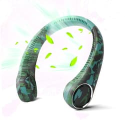 Penkou Personal Bladeless Fan - Green Camouflage, 3-16 Running Hours, 4000mAh Battery, 72 Wind Outlets, 60pcs Twin-Turbine Fan Blades, 3 Speeds, 360 Omnidirectional Cooling