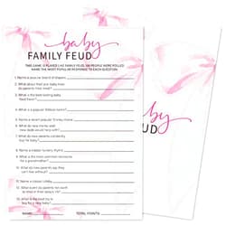 Mermermu Baby Family Feud Game Cards, 30 Pink Bow Baby Shower Game with Answer Card, Baby Announcement Gender Reveal Party Games Supplies & Activities -P17