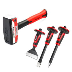 MAXPOWER Masonry Chisel and 4lb Club Hammer with 9-inch Fiberglass Handle