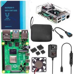 Vilros Basic Starter Kit for Raspberry Pi 4 with Fan Cooled ABS Case includes Raspberry Pi 4 Board and 7 Accessories (2GB, Clear Transparent Case)