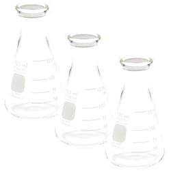 PYREX 125mL Narrow Mouth Erlenmeyer Flasks with Heavy Duty Rim, 3/pk