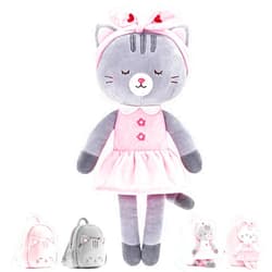 Lazada Stuffed Cat Dolls Animal Kitty Plush Toy Baby Girl Gifts Gray with Hair Band 16
