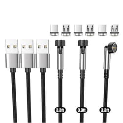 N. NETDOT Gen12 Micro USB and USB-C Magnetic Charging Cable [3.3ft,3 Pack Black], Fast Charging Data Transfer Cable Compatible with Smartphones,Headphones,Kindle and More