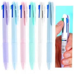 Prasacco 6 Pcs Multicolor Ballpoint Pens 0.5 mm 4-in-1 Colored Pens Color Changing Pen Retractable Nursing Pens Fine Point Ballpoint Pens for Office School Supplies