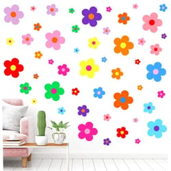 TaoBary 288 Pcs Y2k Cute Flowers Wall Sticker Colorful Floral Wall Decal Vinyl Peel and Stick Preppy Hippie Stickers Aesthetic Flowers Decor for Nursery Bedroom(9.1 x 11.4 Inch,Bright Colors)