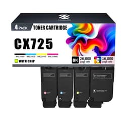ADFNDA CX725 Toner Cartridges Compatible for Lexmark 84C1HK0 84C1HC0 84C1HM0 84C1HY0 Toner Cartridge Work for Lexmark CX725de CX725dhe CX725dthe Printers