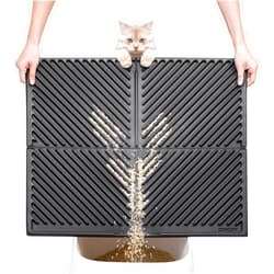 Conlun Cat Litter Mat, Oblique Groove Design Cat Mats for Litter Trapping, Single Layer Kitty Litter Mat for Easy Cleaning, Waterproof, Soft on Paws, Ideal Solution for Tidy Homes(Black,30