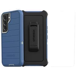OtterBox Samsung Galaxy S22 (Only) - Defender Series Case - Fort Blue - with Screen Protector - Holster Clip Included - Microbial Defense Protection - Non-Retail Packaging