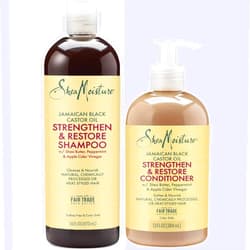 SheaMoisture Shea Moisture Jamaican Black Castor Oil Clarifying Shampoo & Conditioner - Strengthen & Restore Sulfate-Free Shampoo & Conditioner Set with Shea Butter, ACV, and Peppermint Oil for Hair (2 Piece Set)