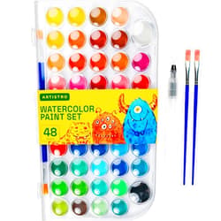 ARTISTRO Washable Watercolor Paint Set 48 Colors with 2 brushes, Refillable Water Brush Pen and Palette, Water Color Paint Set for Kids, Adults, Beginner Artists (1)