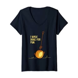 Thick Grooved Double Disk With A String Attached Womens I Walk Dogs For Fun Circular Object Yoyo Toy V-Neck T-Shirt