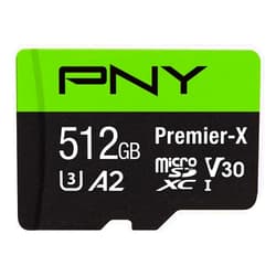PNY P-SDU512V32100PX-GE 512GB Premier-X Class 10 U3 V30 microSDXC Flash Memory Card, Black