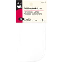Dritz 5 by 5-Inch Iron on Twill Patches, 2-Pack, White