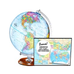 Replogle Student - Educational Classic World globe, Blue Ocean, Raised Relief feature, including a bonus map, made in USA, 12