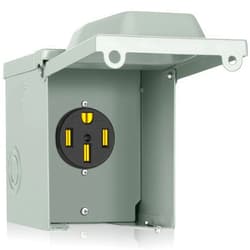 PAULINN RV Outlet Nema 14-50R Box, 50 Amp 125/250 Volt RV Plug w/Anti-Theft Lockable Swing Cover, UL Listed & Weatherproof for RV, Camper, Electric Car, Tesla