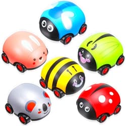 Skylety 6 Pieces Animals Pull Back Cars Sets Friction Powered Push and Go Back and Forth Vehicles Car Toys Friction Powered Vehicle Playset Toys for Christmas Gift