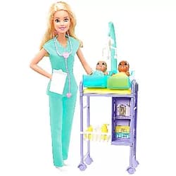 Barbie Baby Doctor Playset with Blonde Doll, 2 Infant Dolls, Toy Pieces, Multi