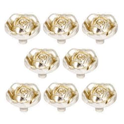 Joyindecor Antique Rose Flower Cabinet Knobs, Vintage Shabby Chic Zinc Alloy Drawer Pull Handles for Dresser Vanity Nightstand Cupboard Wardrobe, 8 Pack (Silver)