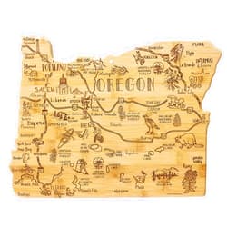 Totally Bamboo Destination Oregon State Shaped Serving and Cutting Board, Includes Hang Tie for Wall Display