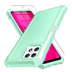 Muokctm for T-Mobile Revvl 7 5G Case, with Screen Protector, Dual Layer Structure Protection, Shock-Absorbing Corners TPU Bumper, Heavy Duty Rugged Protective Phone (Light green, Revvl 7 5g)