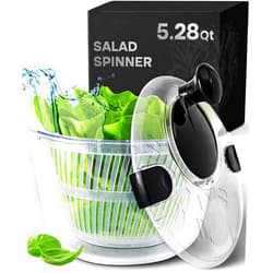Joined Large Salad Spinner with Drain, Bowl, and Colander - Quick and Easy Multi-Use Lettuce Spinner, Vegetable Dryer, Fruit Washer, Pasta and Fries Spinner - 5.28 Qt