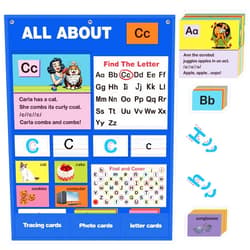 Joyreal Alphabet Learning Pocket Chart, Alphabet Wall Chart for Toddlers 1-3, Handwriting Practice Letter Tracing Circle Time Learning Center for Classroom, Preschool Classroom Must Haves XL35x 27