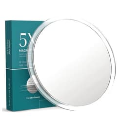 Mavoro 9'' Magnifying Mirror with 3 Strong Suction Cups | 5X Magnification | Portable Travel Makeup & Cosmetic Mirror (5X)