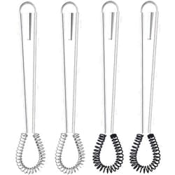 Boao 4 Pieces Egg Beater Stainless Steel Mini Spring Coil Whisk Silicone Whisk Hand Held Sauce Stirrer Blender Milk Frother Foamer Coffee Mixer