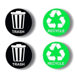Ashtag Art Organize Trash and Recycling bin by Using Our Durable Trash Recycle Stickers .Each Measuring 5x5 inch Radius Designed to Simplify Your Garbage bin