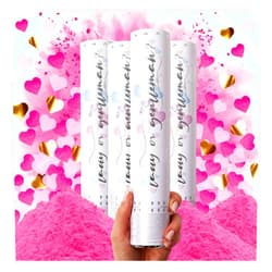 PrimePure Gender Reveal Confetti Cannon - Biodegradable Powder & Heart Shaped Confetti Poppers - Pink 4 Pack - Baby Girl Gender Reveal Smoke Bomb Party Poppers